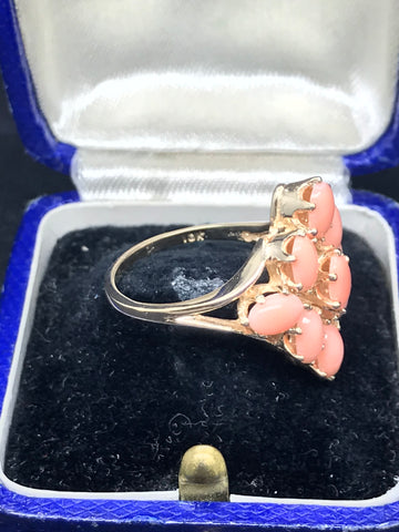 10K Yellow Oval Coral Cluster Ring