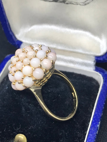 18k yellow coral cluster ring
